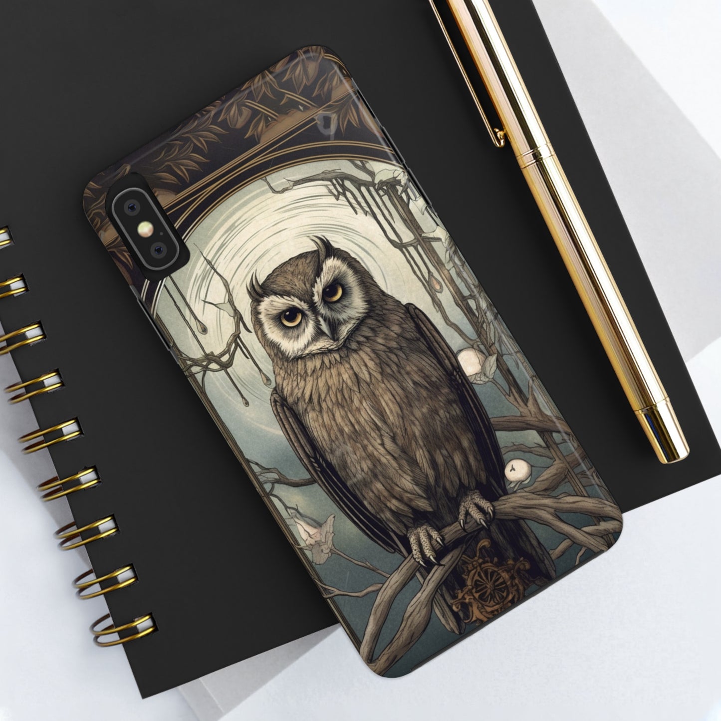 The Hermit Owl Tarot iPhone Tough Case | Embrace the Dark Academia Aesthetic and Retro Gothic Vibes with Captivating Tarot Design