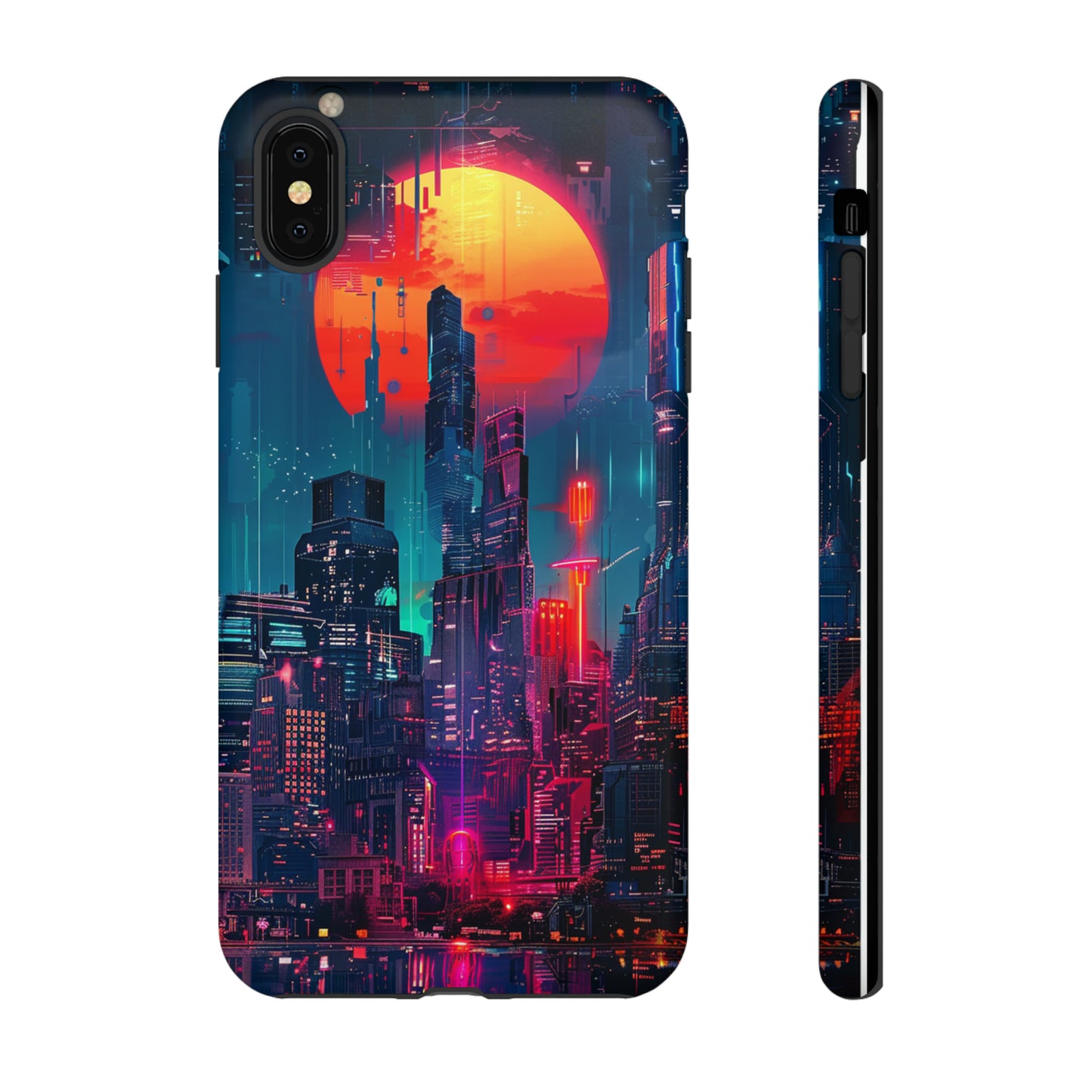 Cyberpunk Full Moon Cityscape Phone Case