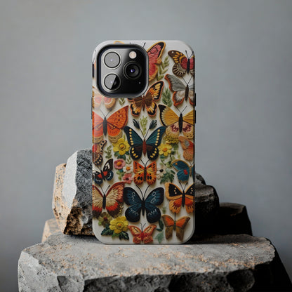 Embroidery Butterflies iPhone Case | Whimsical Elegance and Nature's Beauty in Handcrafted Detail