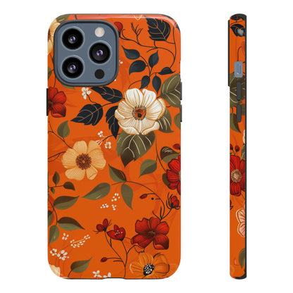 Orange Floral Phone Tough Case