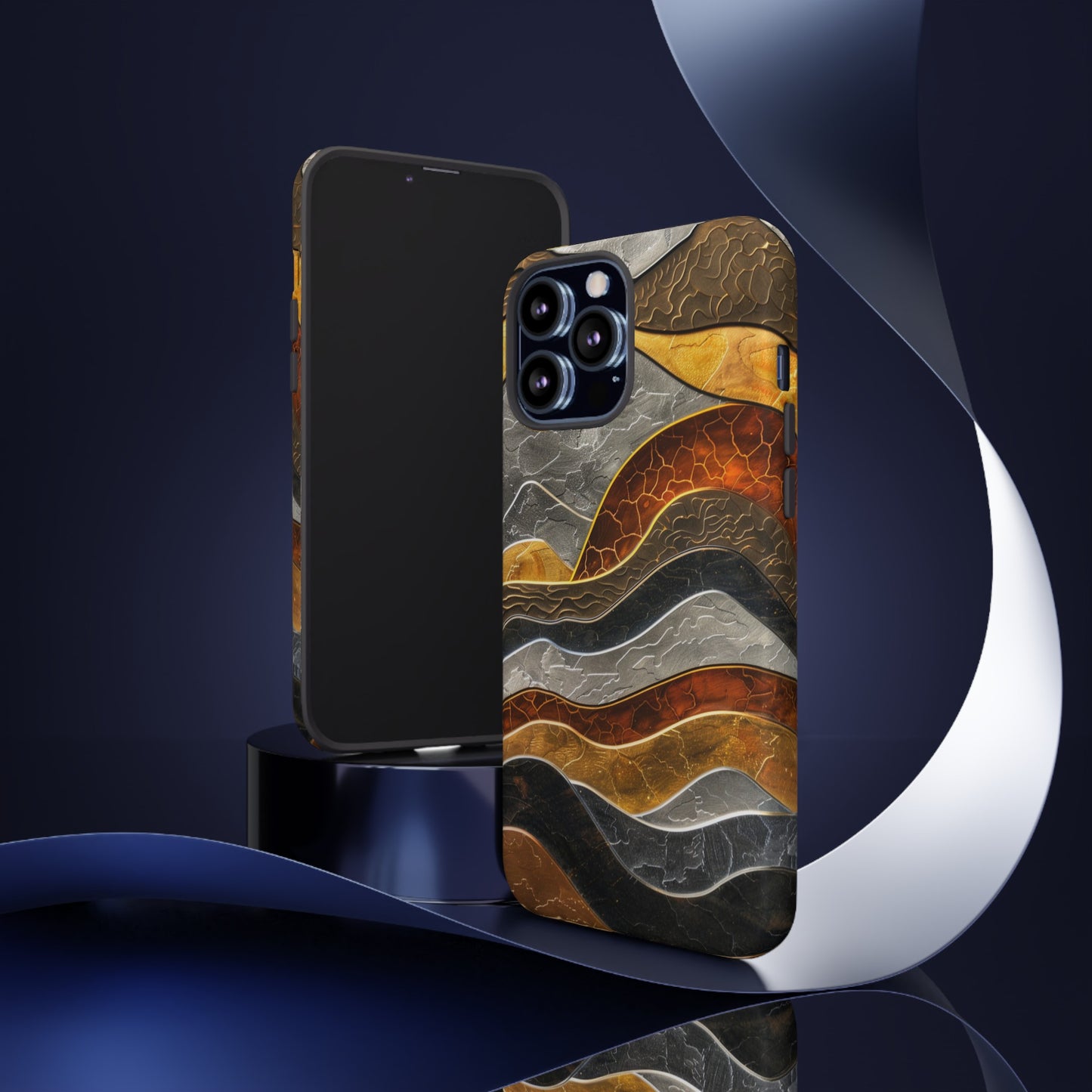 Abstract Gold and Silver Mountain Design Phone Case