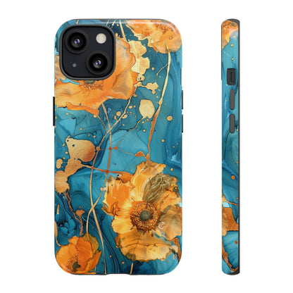 Gold Poppies Color Splash Floral Design Phone Case