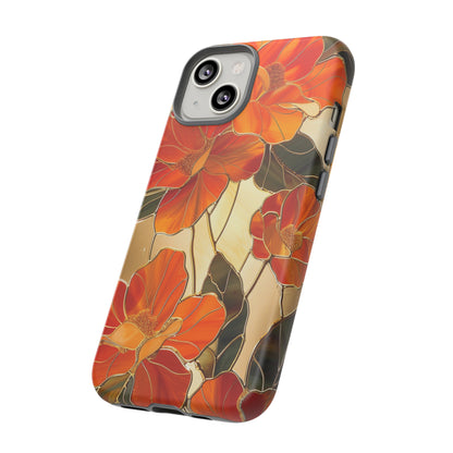 Orange Floral Phone Case Stained Glass Flower Aesthetic