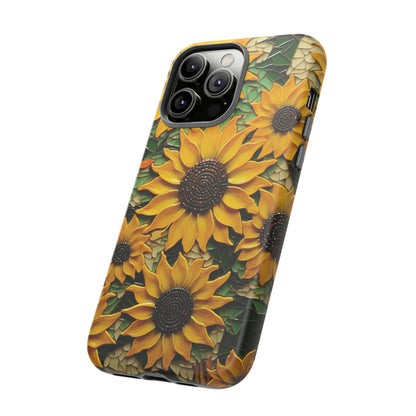 Sunflower Floral Color Explosion Mosaic Glass