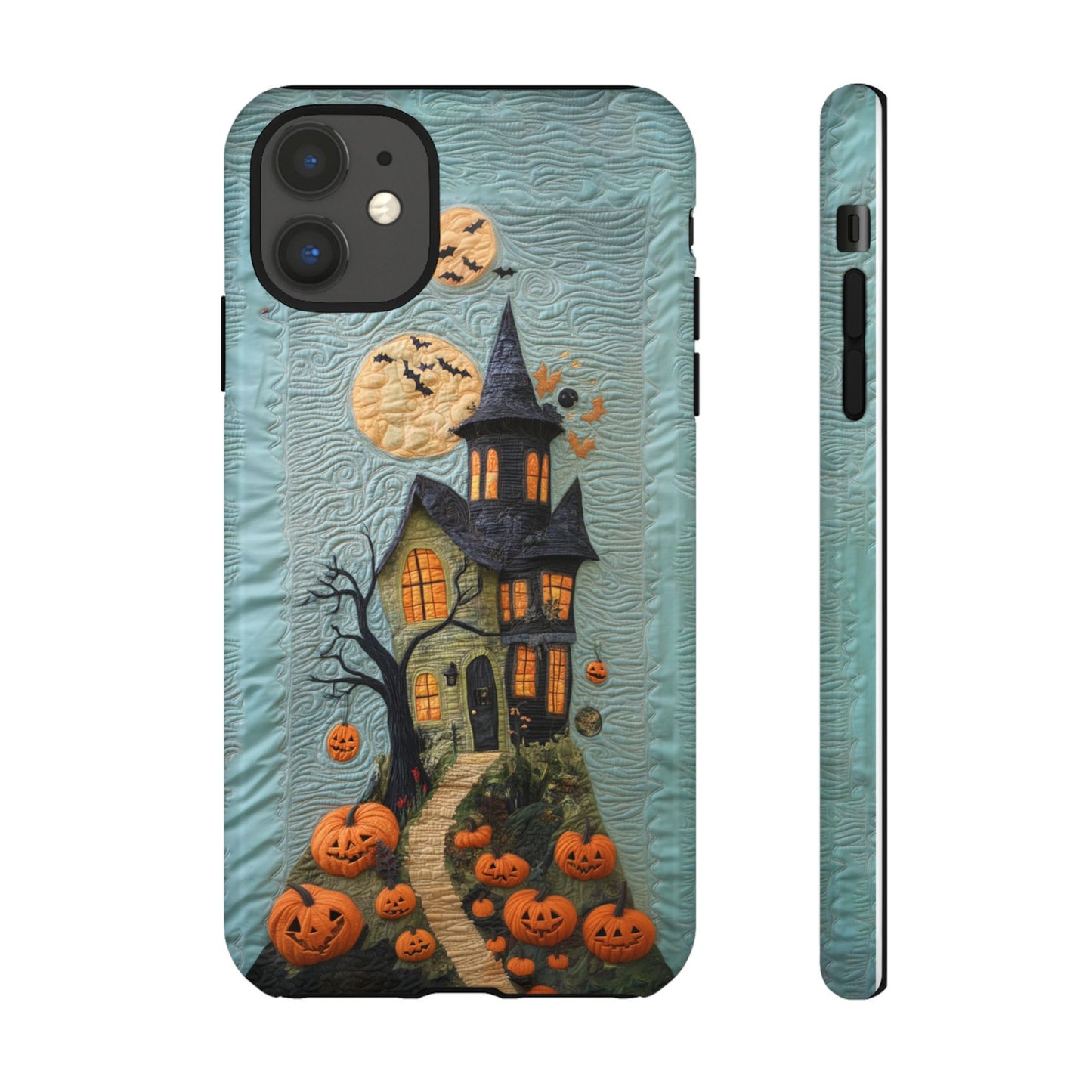 Halloween Haunted House Vintage Embroidery Style Phone Cover