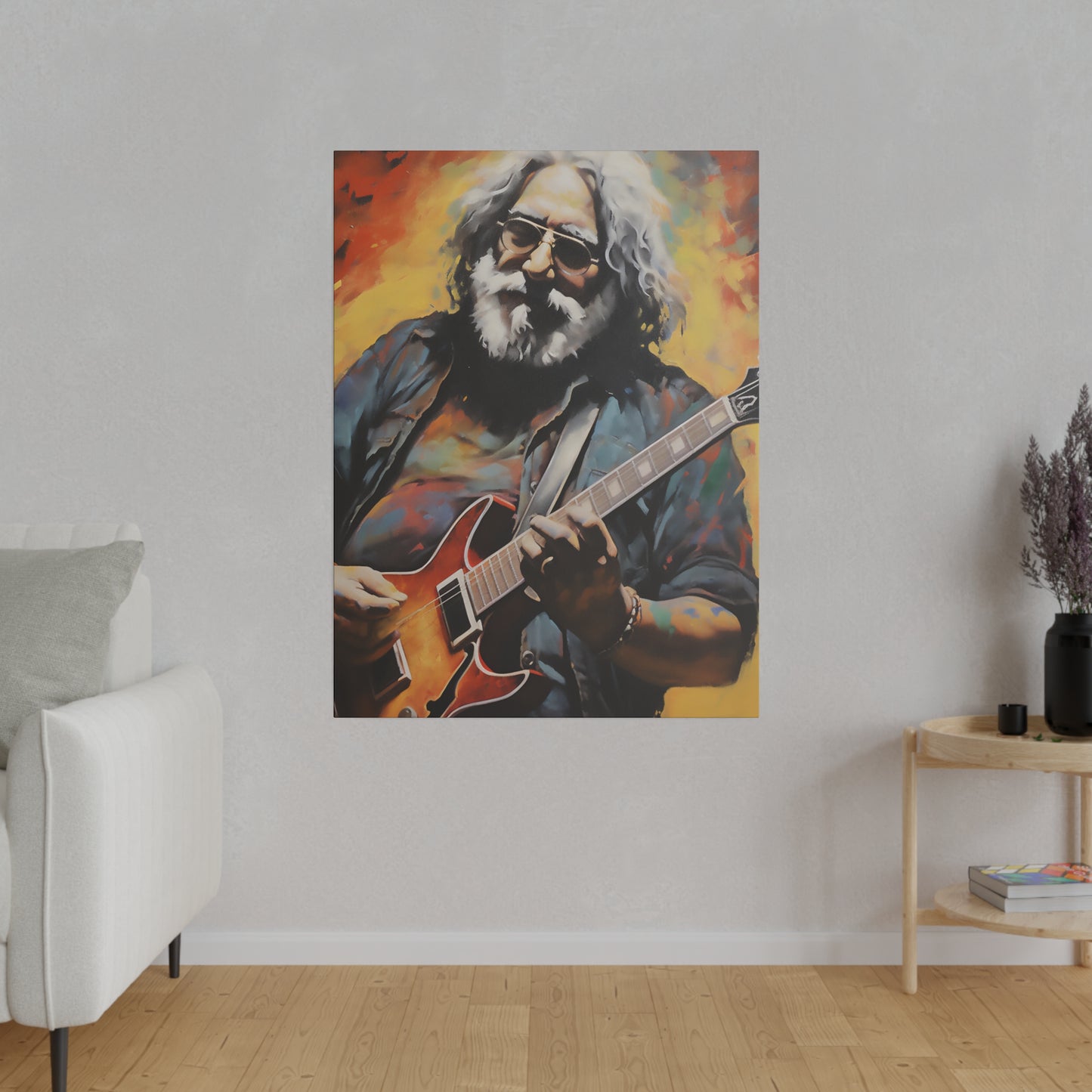 Jerry Garcia Playing Guitar  | Stretched Canvas Print