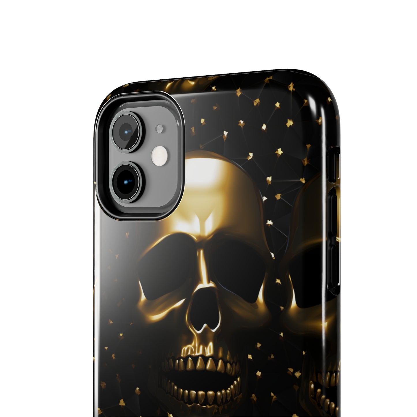 iPhone Tough Case | Dark Decadence: Gothic Gold Skulls and Studs  | Unveil Your Edgy Elegance