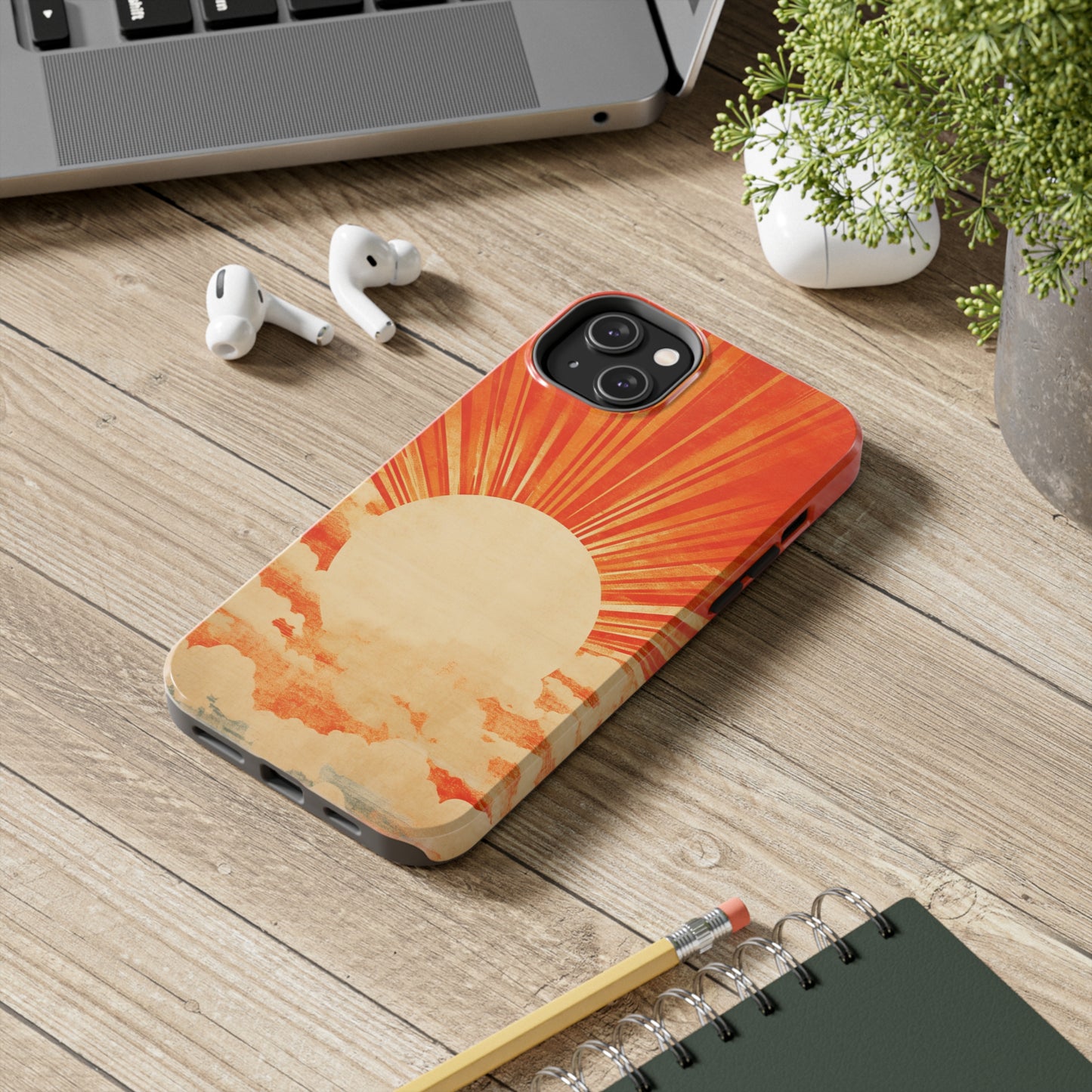 Retro Abstract Sunburst iPhone Case | Embrace the Nostalgic Charm of Artistic Rays