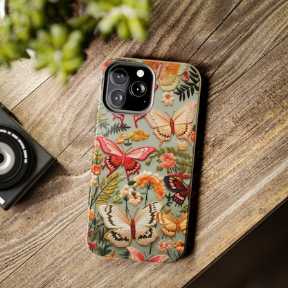 Embroidery Butterflies iPhone Case | Whimsical Elegance and Nature's Beauty in Handcrafted Detail