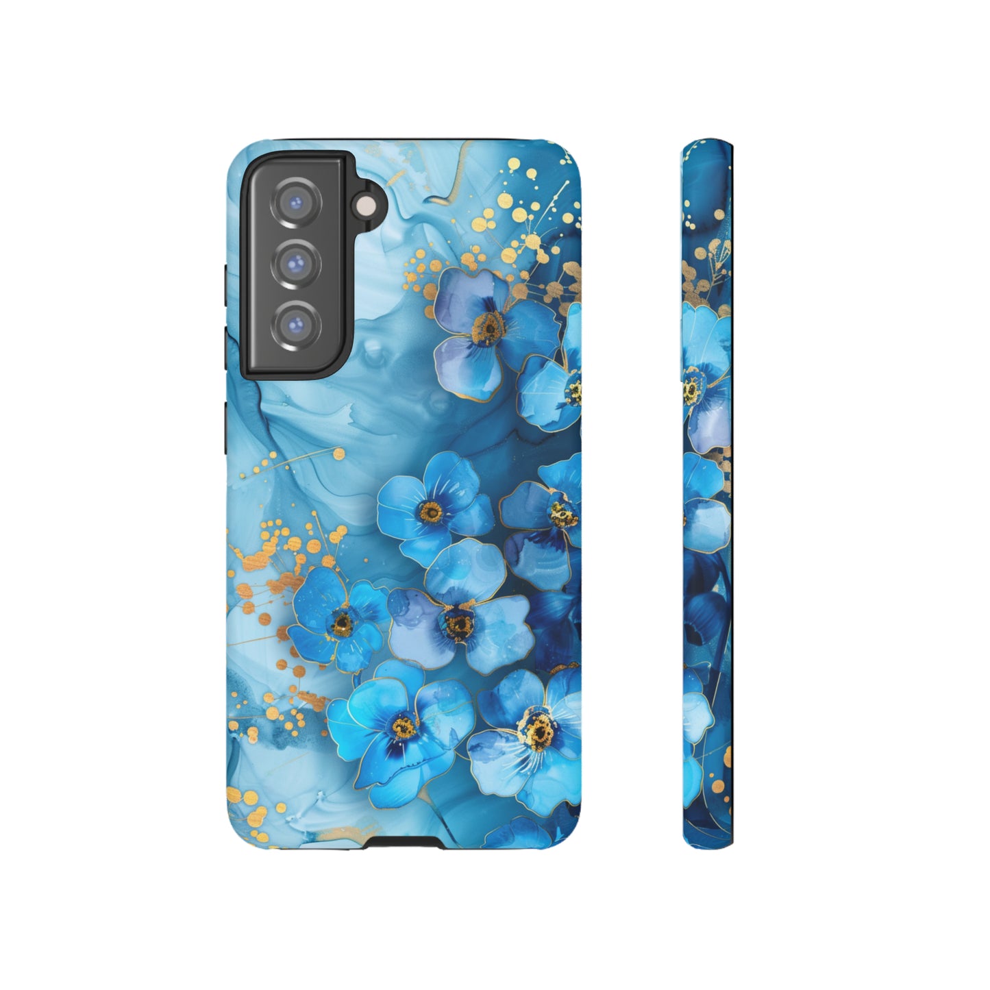 Forget Me Nots Gold Color Splash Floral Design Phone Case