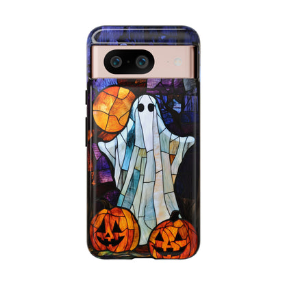 Stained Glass Halloween Ghost and Jack-o'-Lanterns Phone Cover