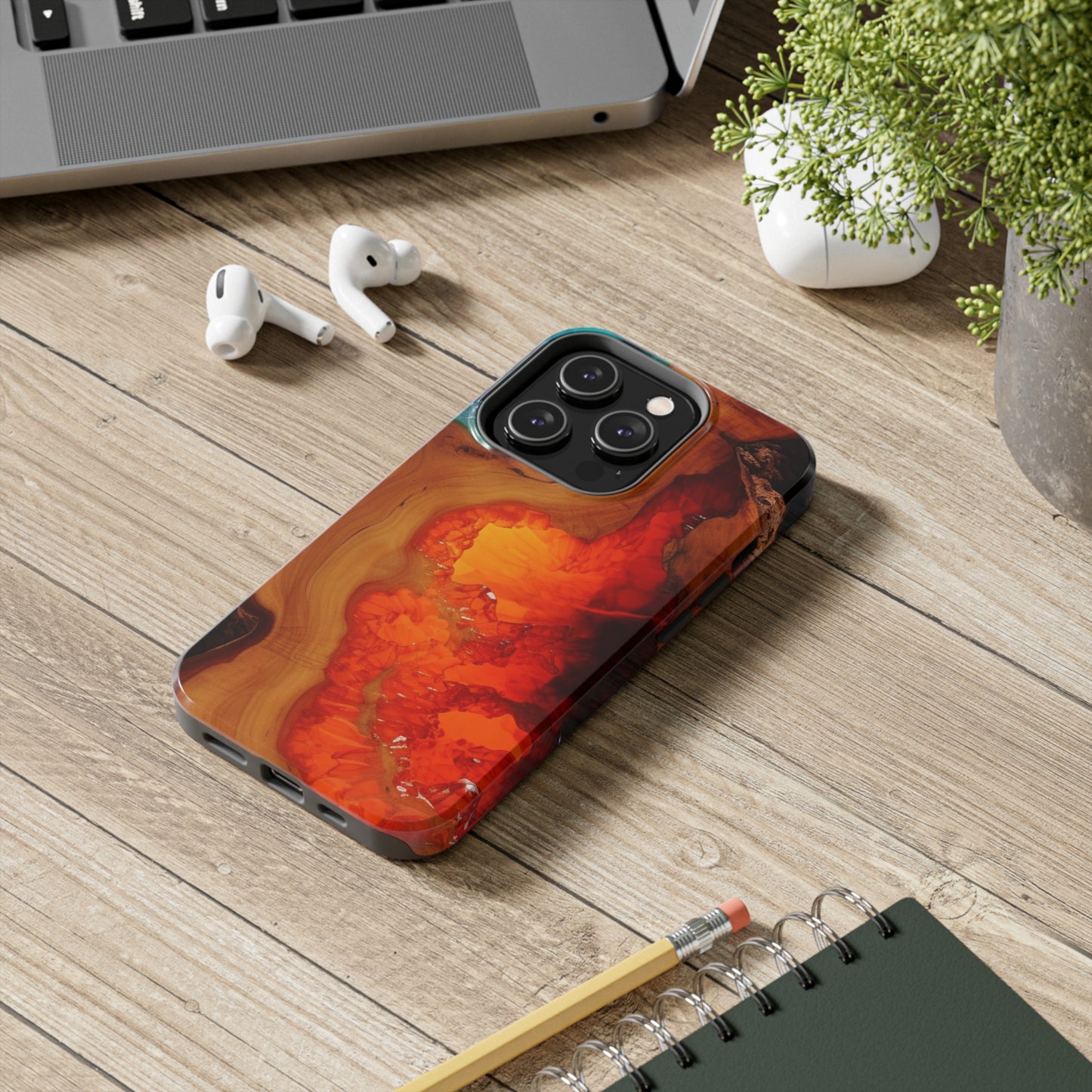 Faux Wood and Colorful Epoxy iPhone Case | Embrace the Beauty of Nature and Vibrant Artistry