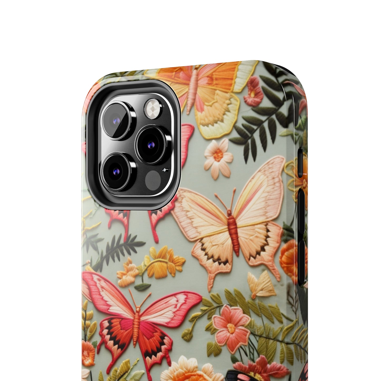 Embroidery Butterflies iPhone Case | Whimsical Elegance and Nature's Beauty in Handcrafted Detail