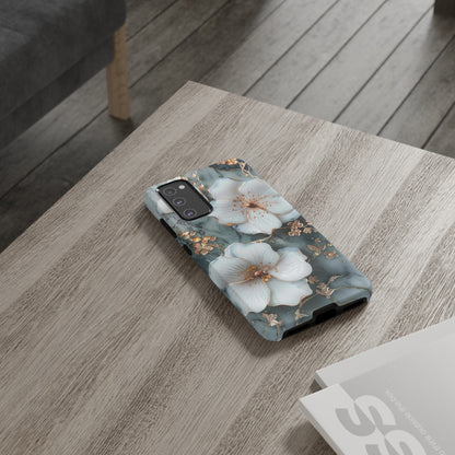 White Flower on Marble Stone  Phone Case