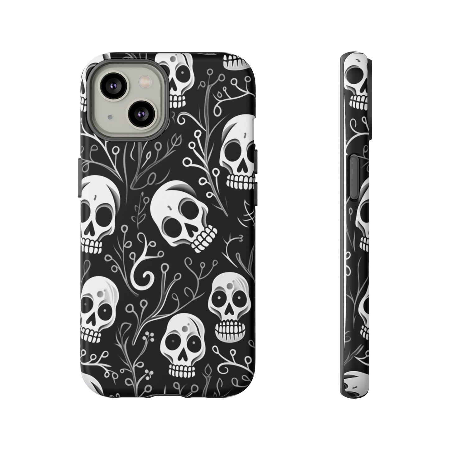 Join the Goth Side: Black Skull Floral Print | Mystical Elegance Case for iPhone, Samsung Galaxy, and Google Pixel