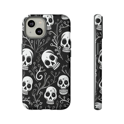 Join the Goth Side: Black Skull Floral Print | Mystical Elegance Case for iPhone, Samsung Galaxy, and Google Pixel