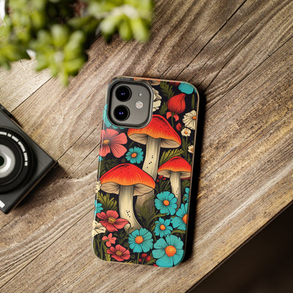 Psychedelic Retro Mushrooms iPhone case | Dive into Vintage Vibes