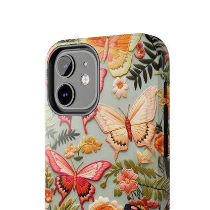 Embroidery Butterflies iPhone Case | Whimsical Elegance and Nature's Beauty in Handcrafted Detail