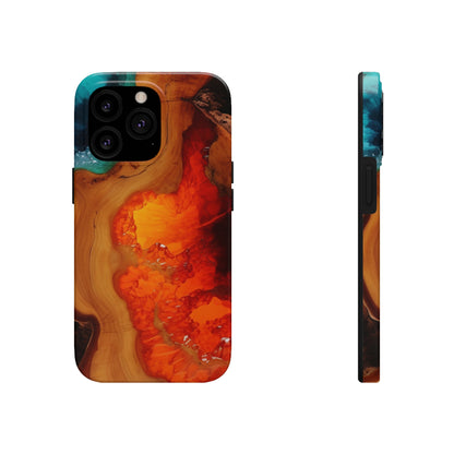 Faux Wood and Colorful Epoxy iPhone Case | Embrace the Beauty of Nature and Vibrant Artistry