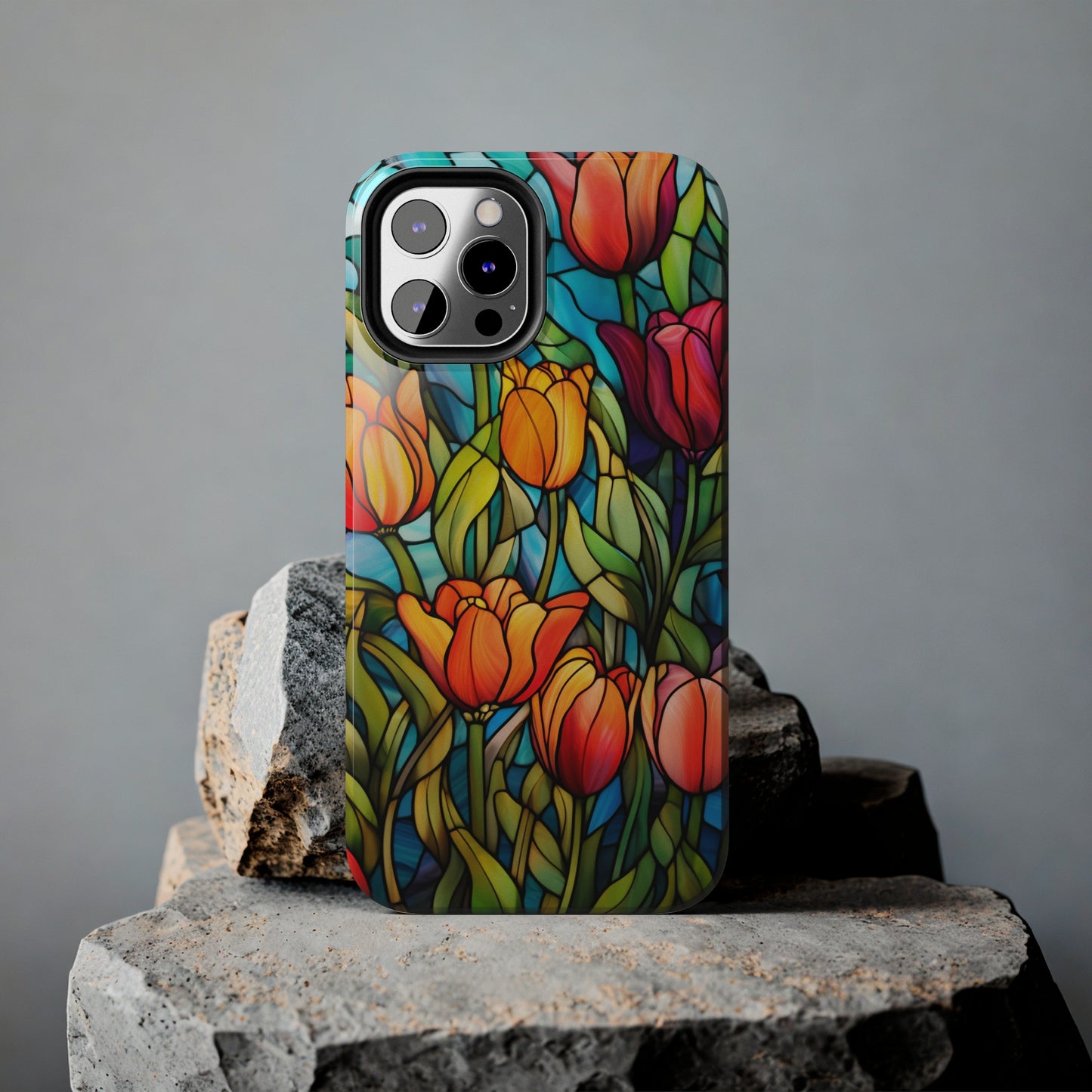 Stained Glass Tulip Floral Aesthetic iPhone Case | Embrace the Beauty of Nature in Full Bloom