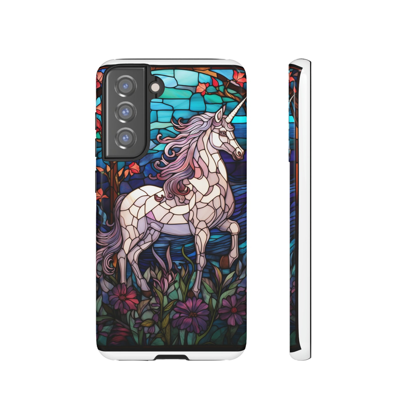 Unicorn Stained Glass iPhone, iPhone Case Retro Samsung Galaxy Phone Tough Case iPhone 15 14 Plus 13 12 7 8 Se Hippie Boho Style