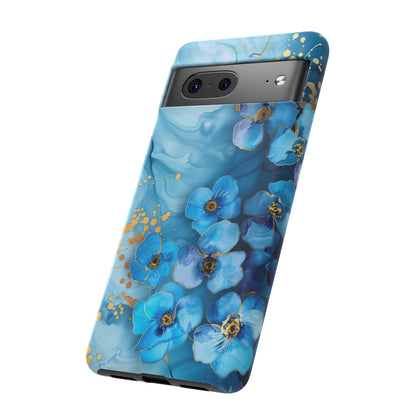 Forget Me Nots Gold Color Splash Floral Design Phone Case