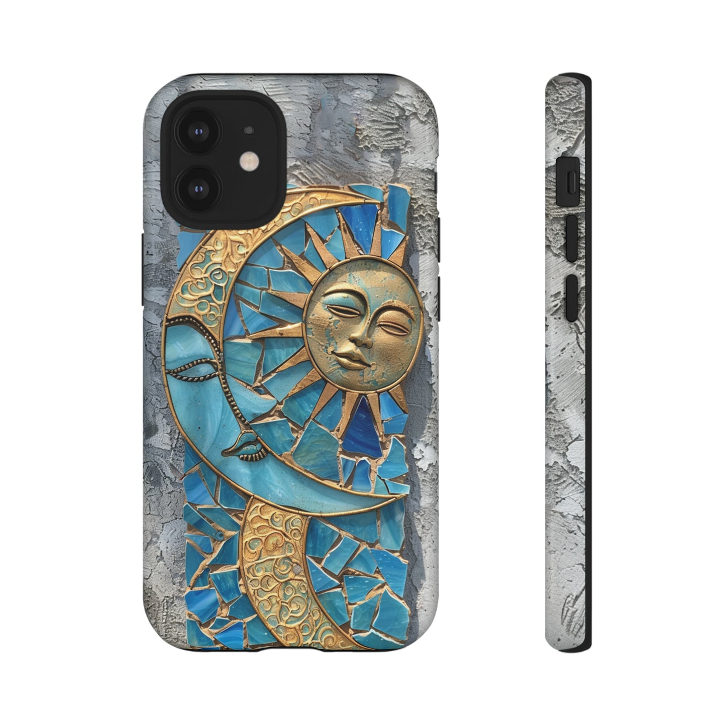 Boho Sun and Moon Mosaic Tile Stained Glass Phone Case