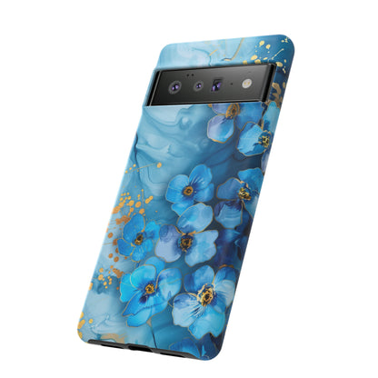 Forget Me Nots Gold Color Splash Floral Design Phone Case