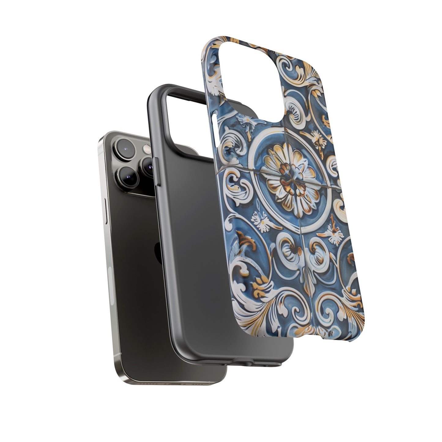 Azulejo Porcelain Blue & Creamy White Tile Mediterranean Design Phone Case