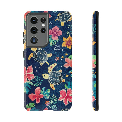 Undersea Floral Blue Sea Turtle Phone Case