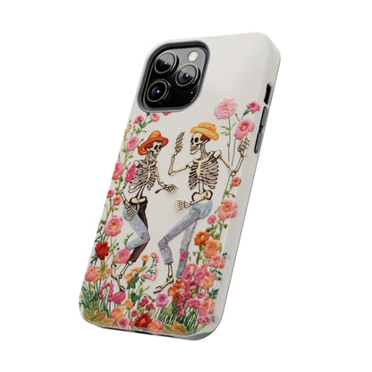 Dancing Halloween Skeletons Embroidery iPhone Case | iPhone X to iPhone 14 Pro Max