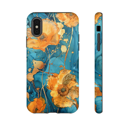 Gold Poppies Color Splash Floral Design Phone Case