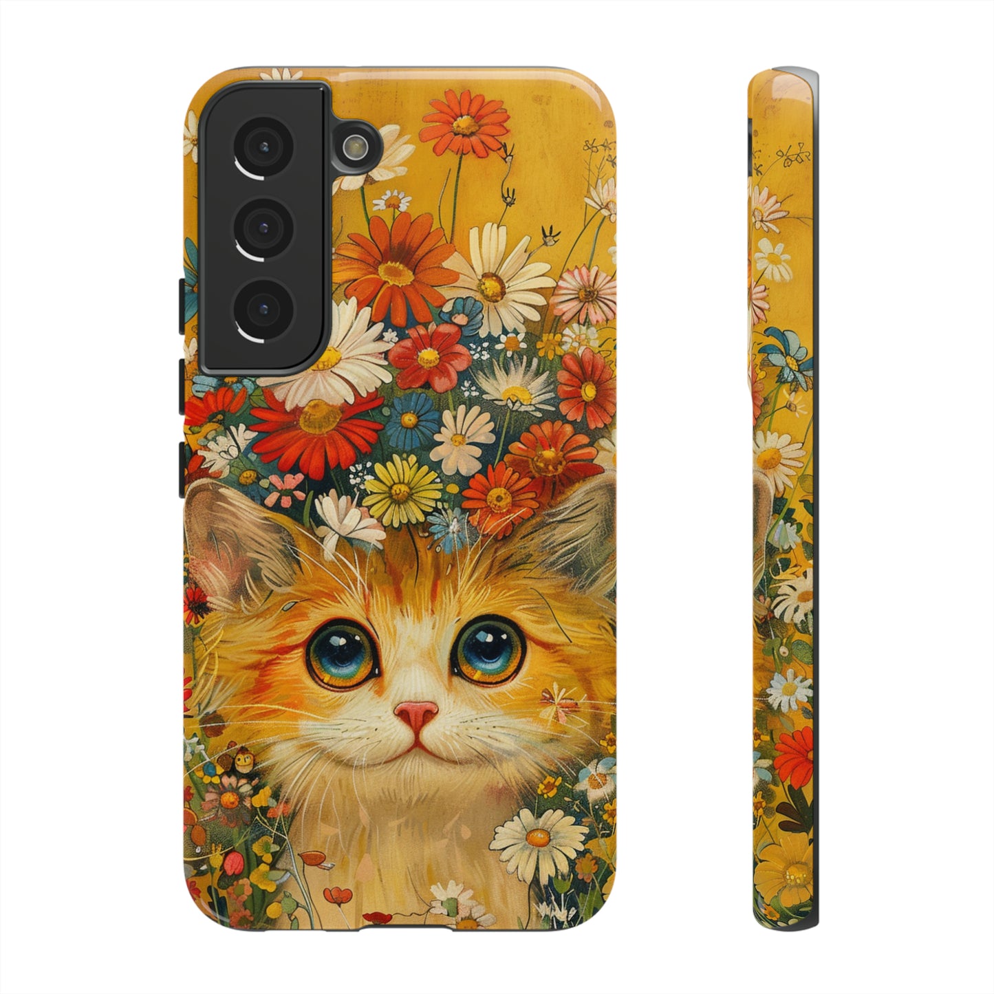 Cute Cat in Floral Garden Phone Case