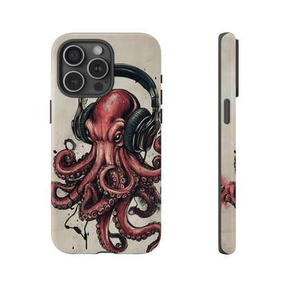 Retro Style Japanese Octopus Listening to Headphones Phone Cover