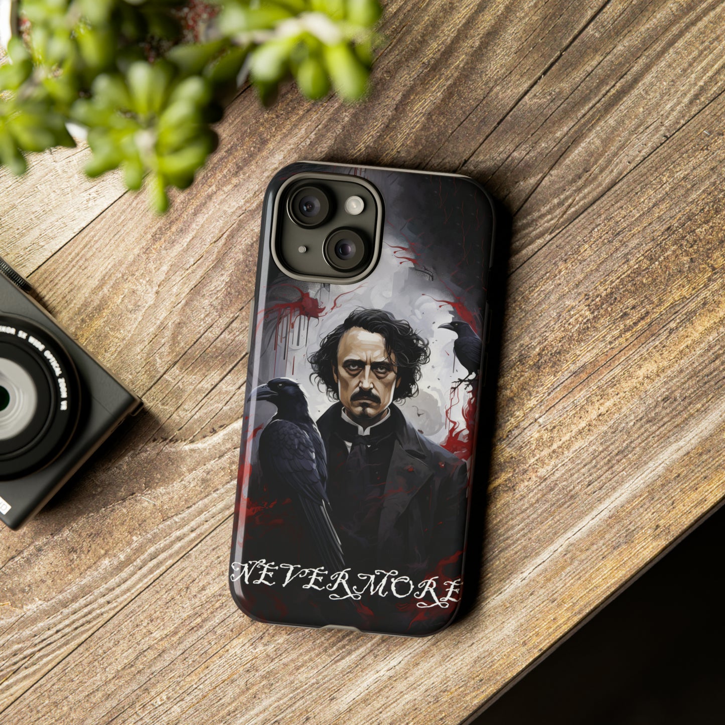 Nevermore Edgar Allen Poe, gothic Raven, Retro Samsung Galaxy Phone iPhone 15, 14 Plus 13 12 7 8 Se Horror Dark Academia Style goth Vibe