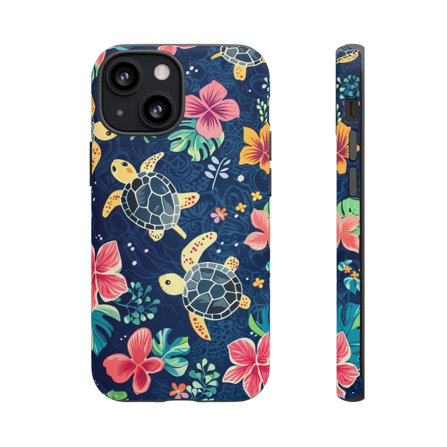 Undersea Floral Blue Sea Turtle Phone Case