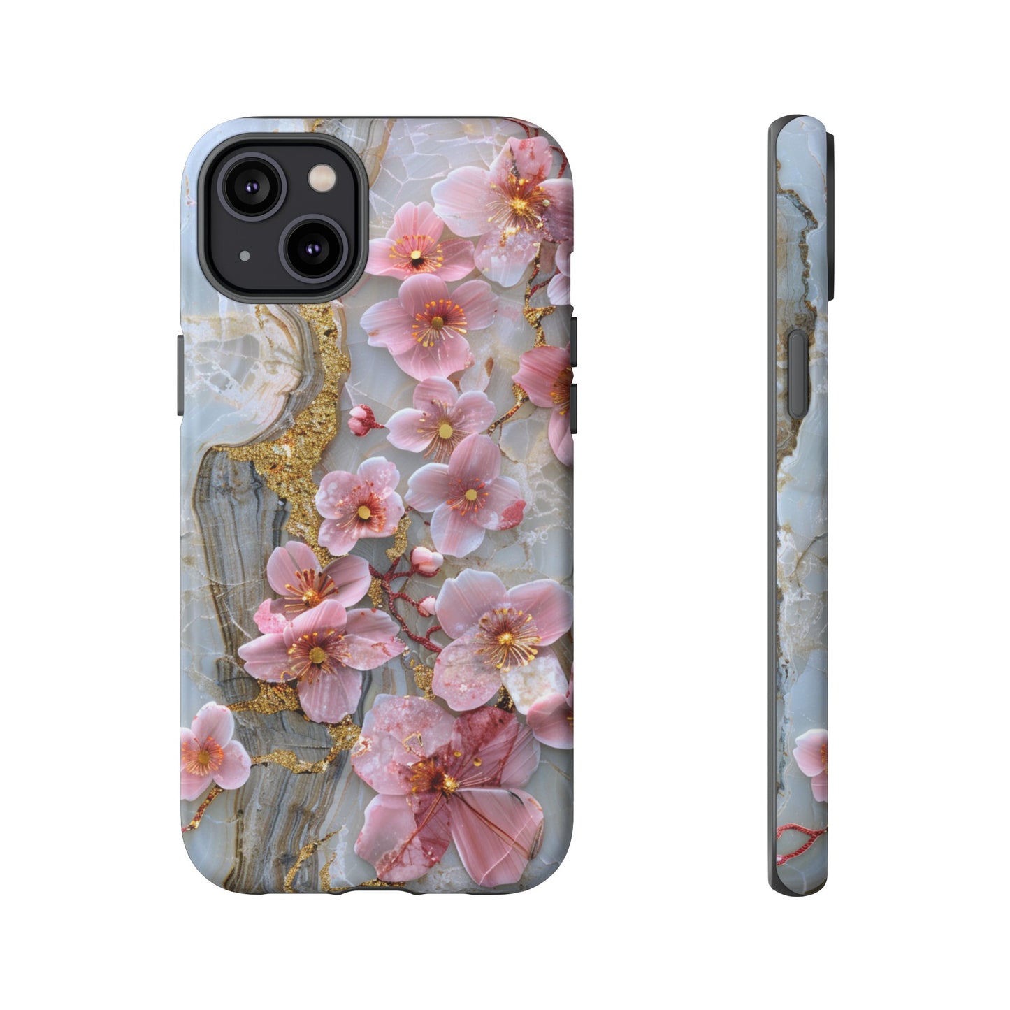 Pink Forget Me Nots Gold Floral Phone Case