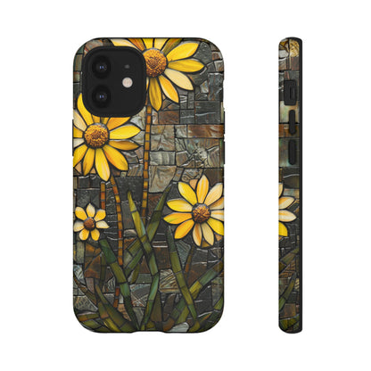 Yellow and Gold Daisy Mosaic Stained Glass Phone Case for iPhone 15, 14, Pro Max, 13, 12 & Samsung Galaxy S23, S22, S21, Google Pixel