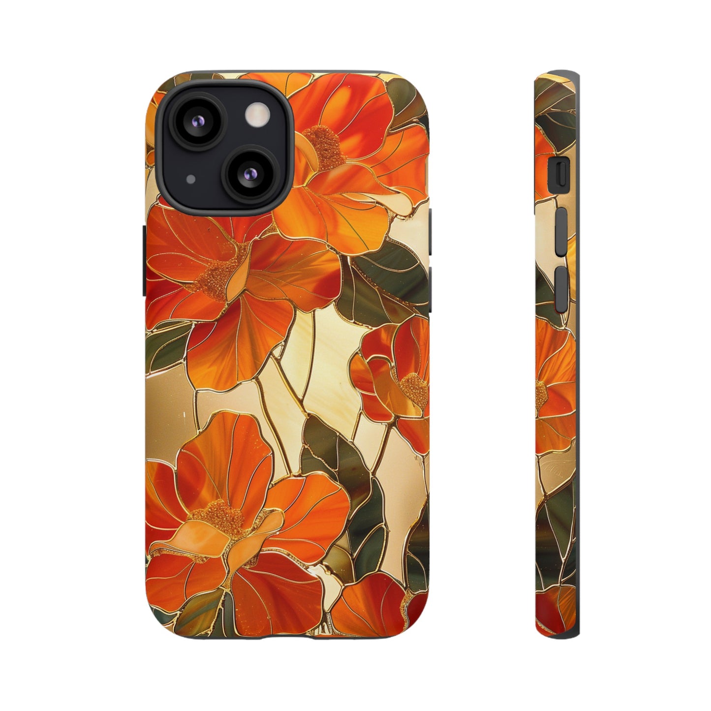 Orange Floral Phone Case Stained Glass Flower Aesthetic