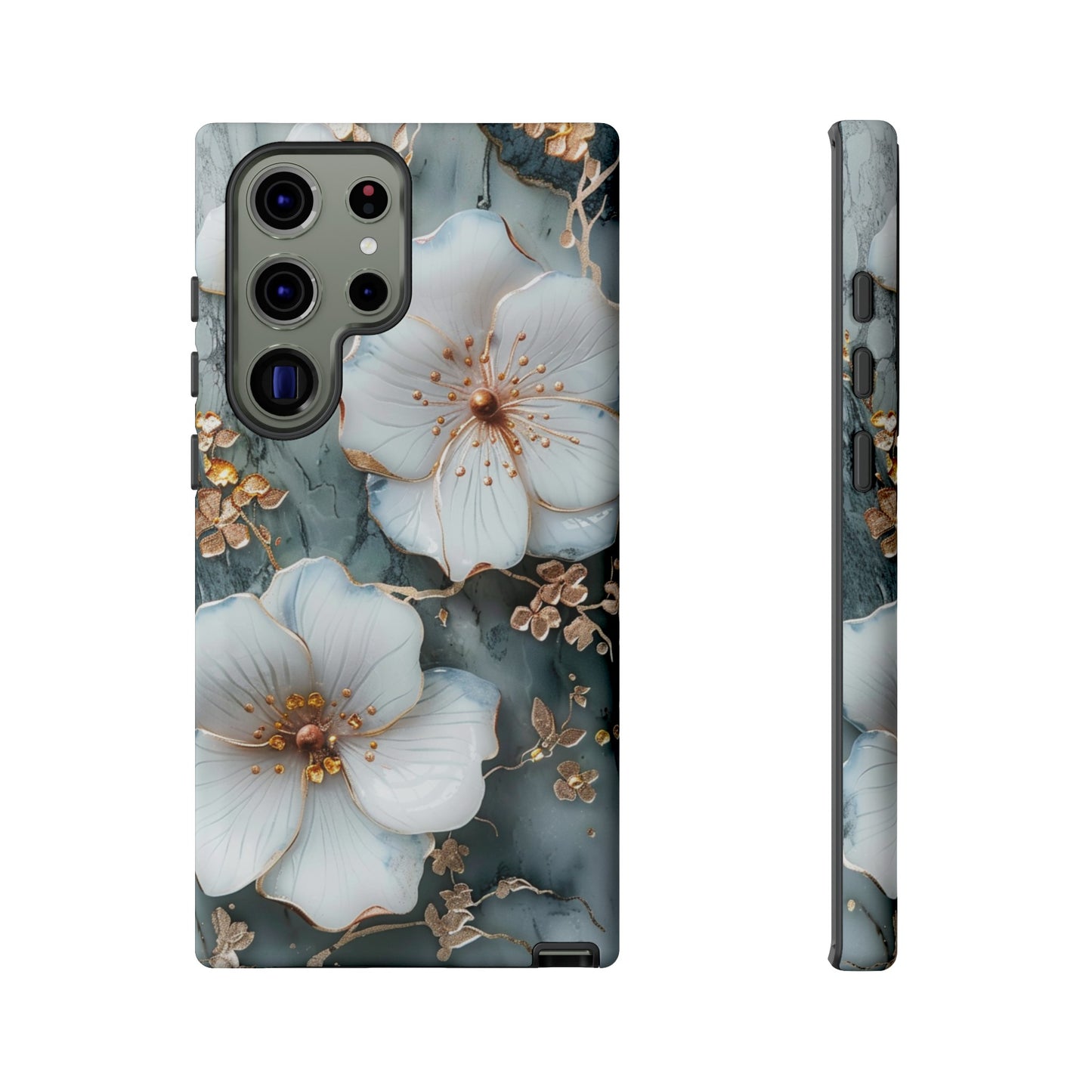 White Flower on Marble Stone  Phone Case