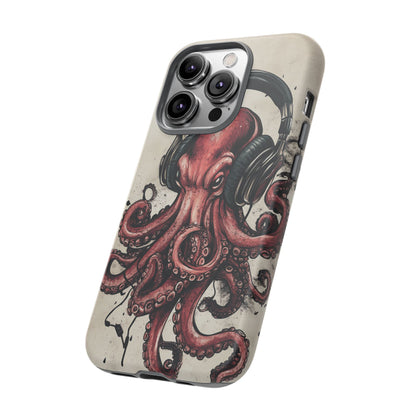 Retro Style Japanese Octopus Listening to Headphones Phone Cover