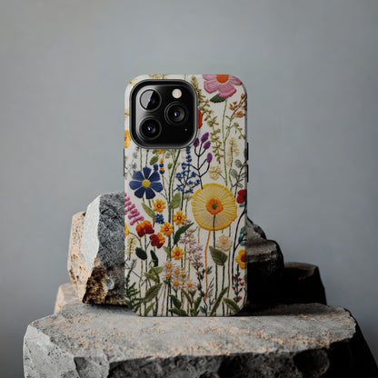 Wildflowers Floral Embroidery iPhone Case