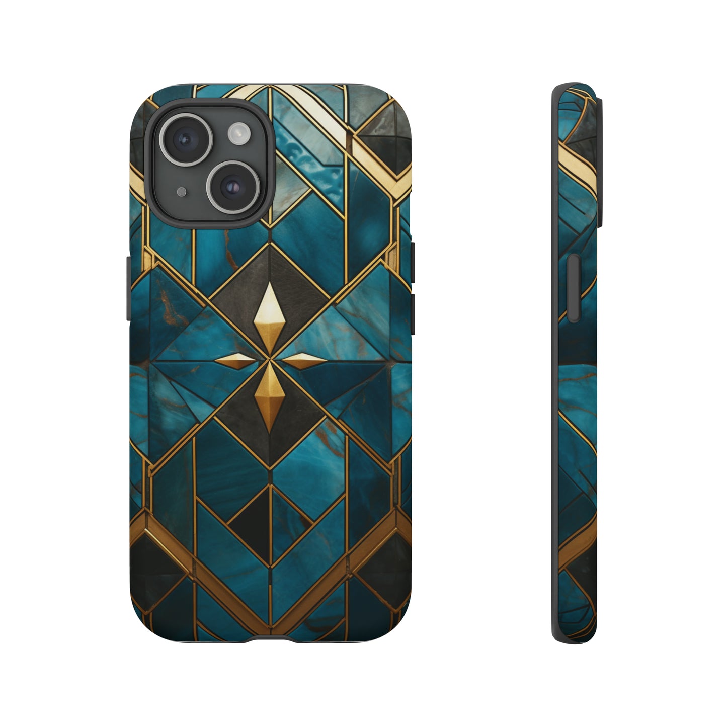 Gold and Blue Marble Mosaic Phone Case