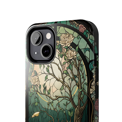 Retro Radiance: Stained Glass Floral Phone Case | Vintage Aesthetic for iPhone Models