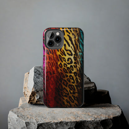 Kaleidoscopic Wild: Psychedelic Rainbow Leopard Print | Dazzling iPhone Case