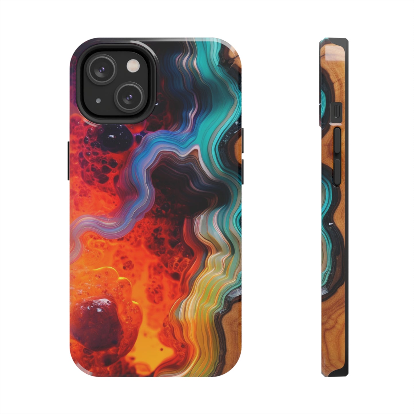 Faux Wood and Colorful Epoxy iPhone Case | Embrace the Beauty of Nature and Vibrant Artistry