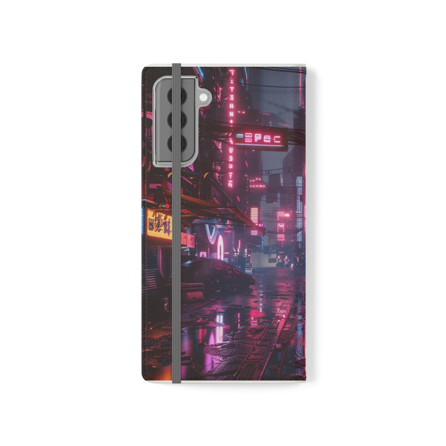 Cyberpunk City at Night Wallet Case