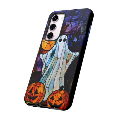 Stained Glass Halloween Ghost and Jack-o'-Lanterns Phone Cover