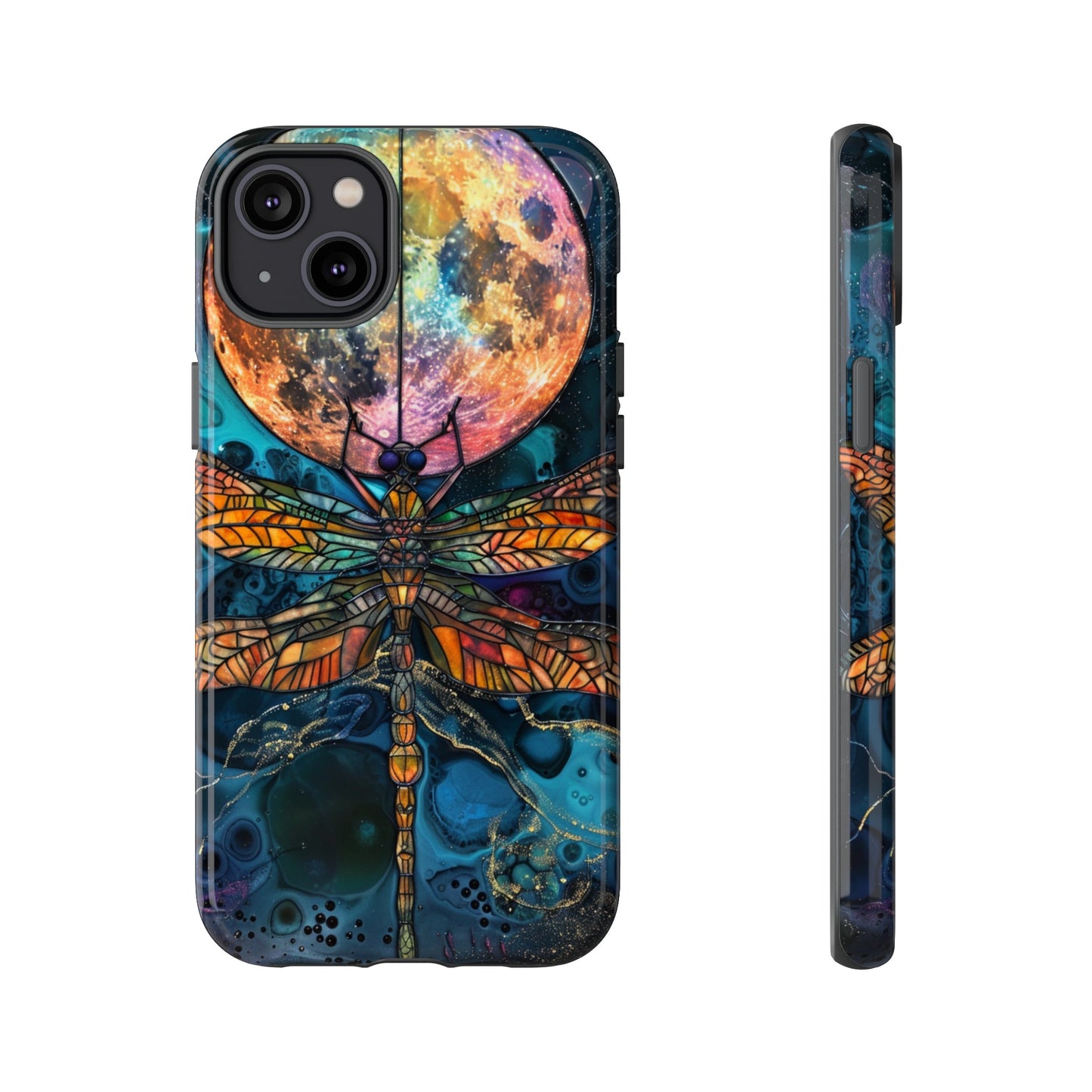 Full Moon Stained Glass Dragonfly Phone Cover