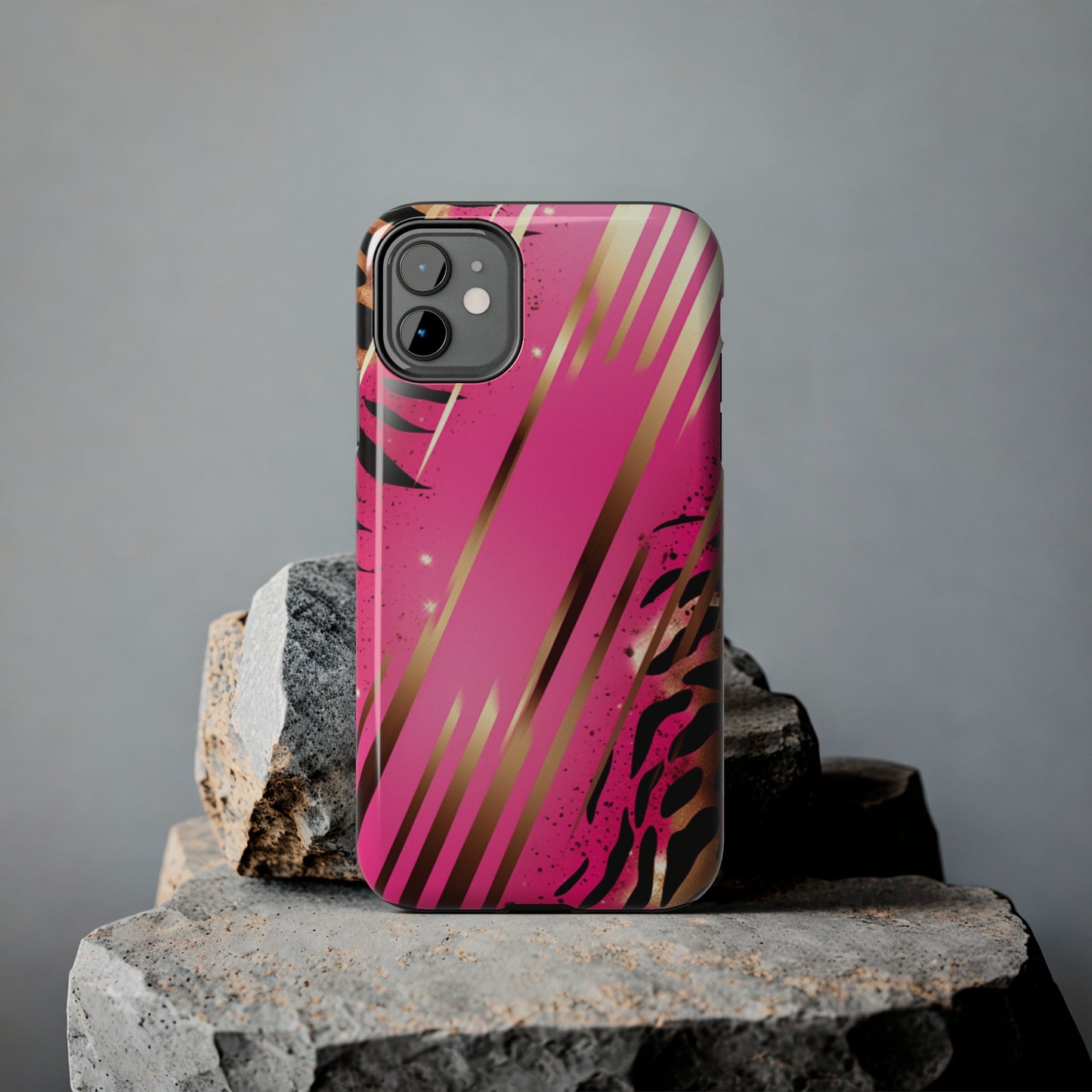 Elegant Wilderness: Pink & Gold Tiger Stripes | Mesmerizing Lush iPhone Case